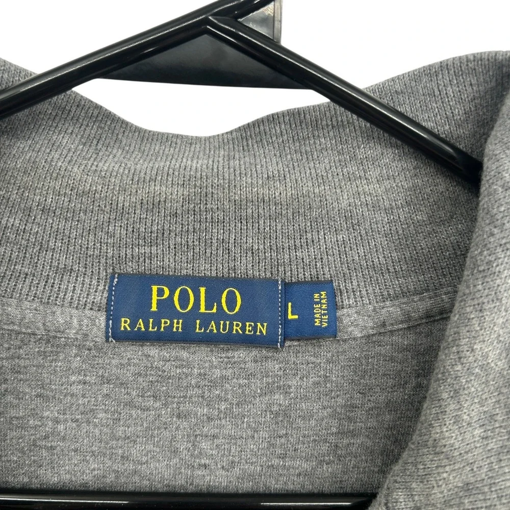 Polo Ralph Lauren Quarter Zip Pullover L Gray Cotton‎ Preppy Classic Old Money